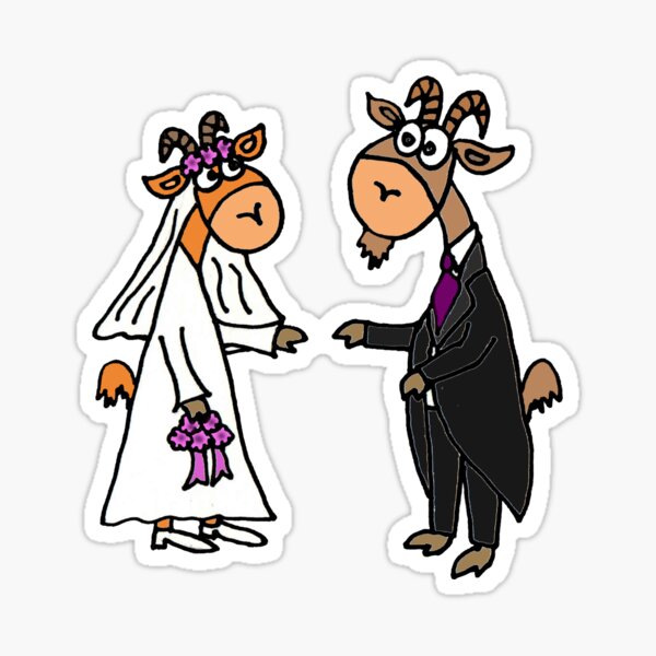 Item preview, Funny Cool Goat Bride and Groom Wedding Art designed and sold by Nature's Fancy.