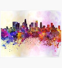 Los Angeles skyline in watercolor background Poster
