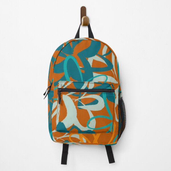 Item preview, Lotus Garden Painted Floral Pattern Teal, Celadon, Orange, and Terracotta Rust designed and sold by kierkegaard.