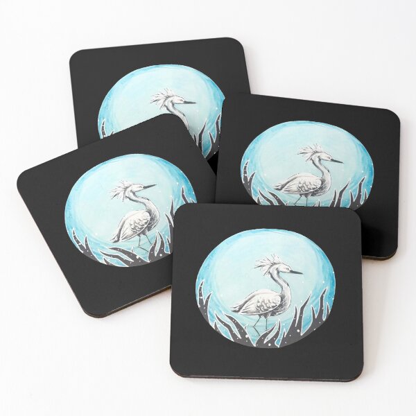 Item preview, White Heron/Egret on Blue Background  designed and sold by Lady-Lilac.