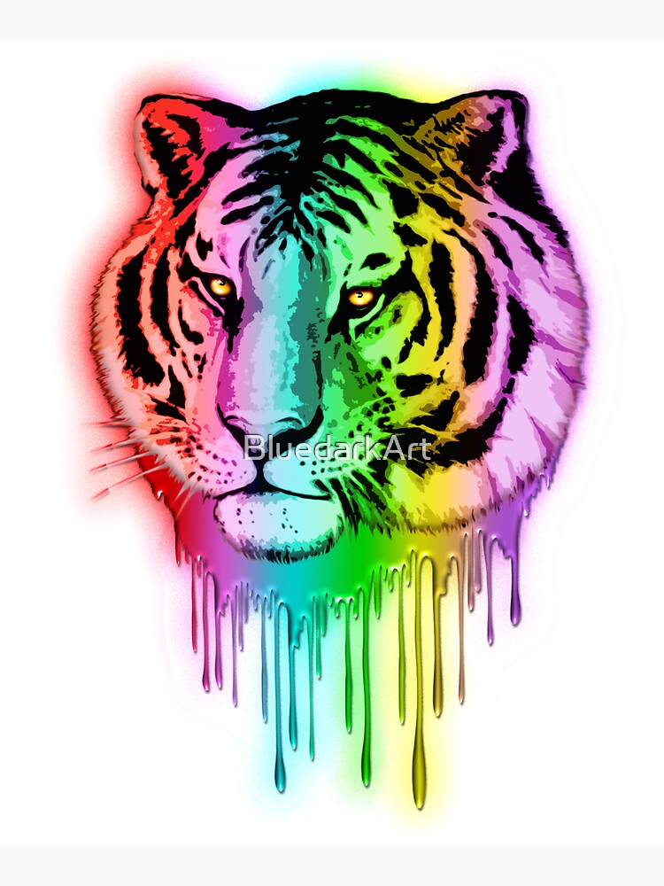 Tiger Neon Dripping Rainbow Colors | Tote Bag