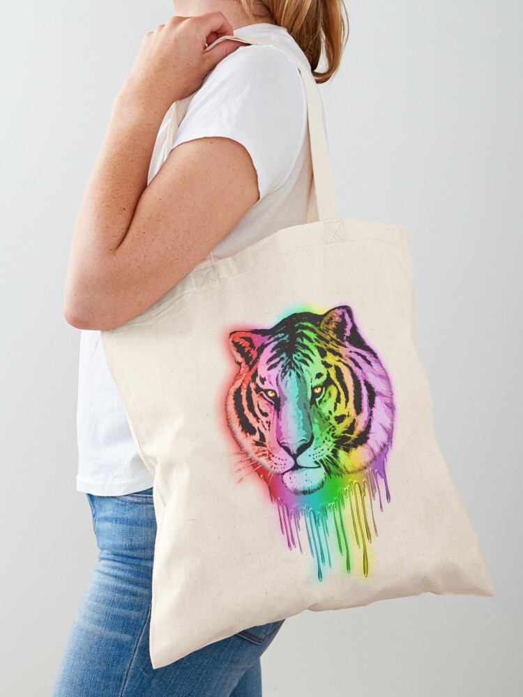 Tiger Neon Dripping Rainbow Colors | Tote Bag