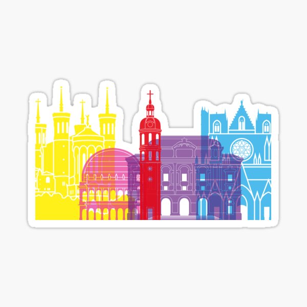 Lyon skyline pop Sticker