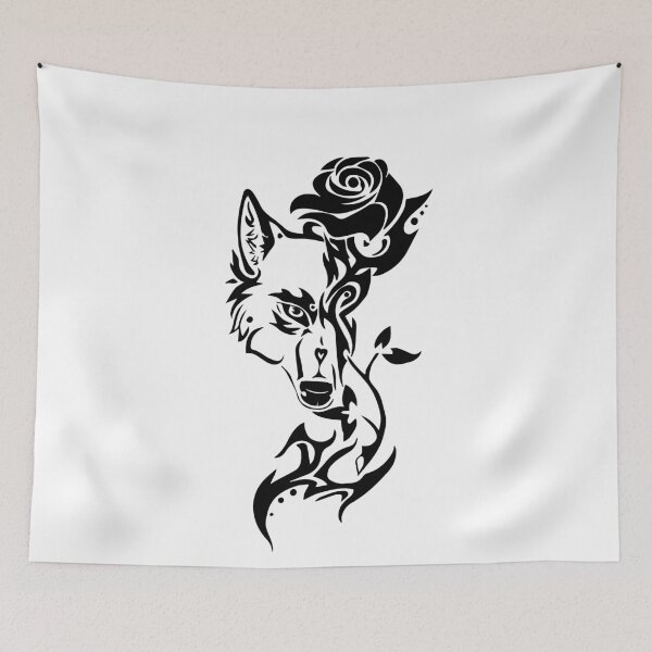 Item preview, Wolf and Rose Tribal Art Style designed and sold by d1mology.