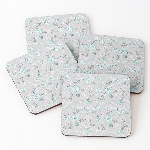 Item preview, Grey & Baby Blue Eyes Watercolor Floral Pattern designed and sold by StudioPosies.