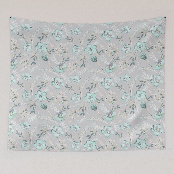 Item preview, Grey & Baby Blue Eyes Watercolor Floral Pattern designed and sold by StudioPosies.