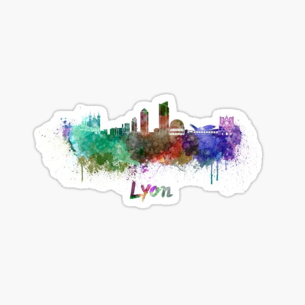 Skyline de Lyon à l'aquarelle Sticker