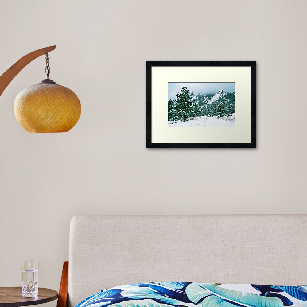 Bluebell Road And The Flatirons Framed Art Print