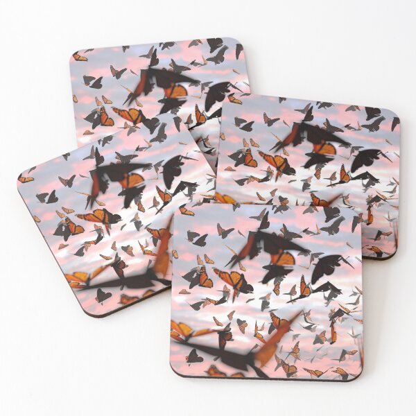 Item preview, swarm of monarch butterflies, Danaus plexippus group during sunset designed and sold by DottedYeti.