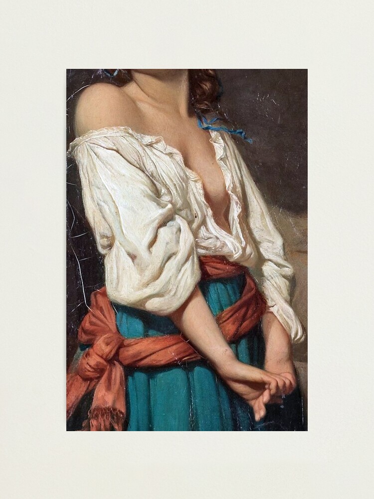 Ung kvinna i landskap by Charles Zacharie Landelle - Cropped