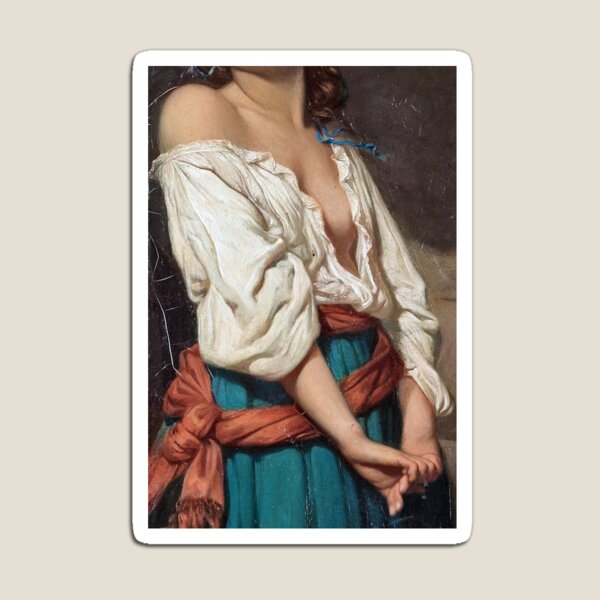 Ung kvinna i landskap by Charles Zacharie Landelle - Cropped Magnet