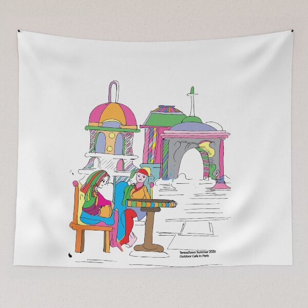 Item preview, Outdoor Cafe in Paris, TeresaTown at Redbubble 2020 designed and sold by Mark Stansberry.