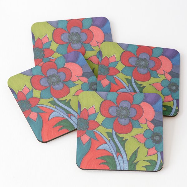 Item preview, Red, Teal, Peach, Olive and Purple Flower Swirl designed and sold by BelindaFuller.