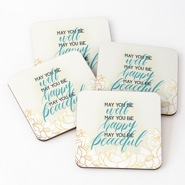 Item preview, May You Be Meditation Loving Kindness Mantra With Lotus Blooms designed and sold by Nugget Of Happiness.