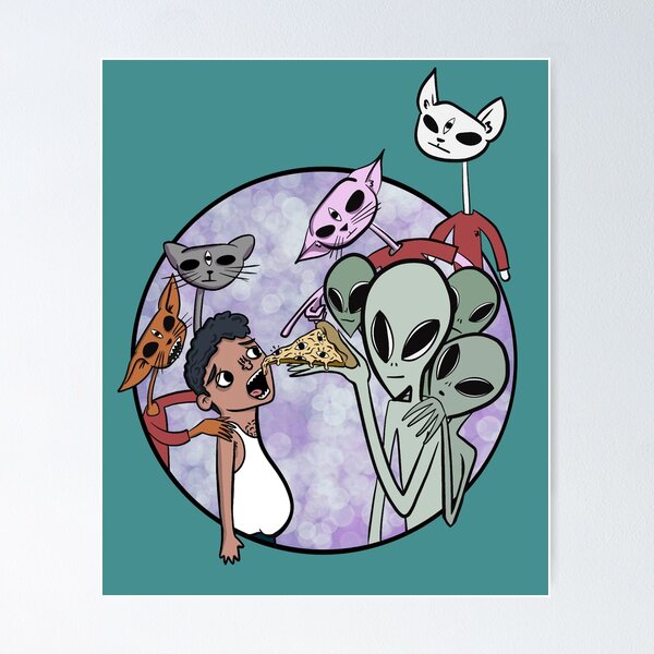 Item preview, Eat Your Pizza Human (or the alien cats will force you) designed and sold by SubtleSplit.