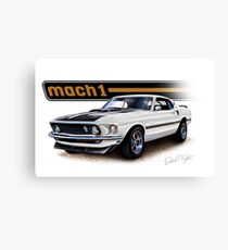 1969 Mustang Mach 1 in White Canvas Print