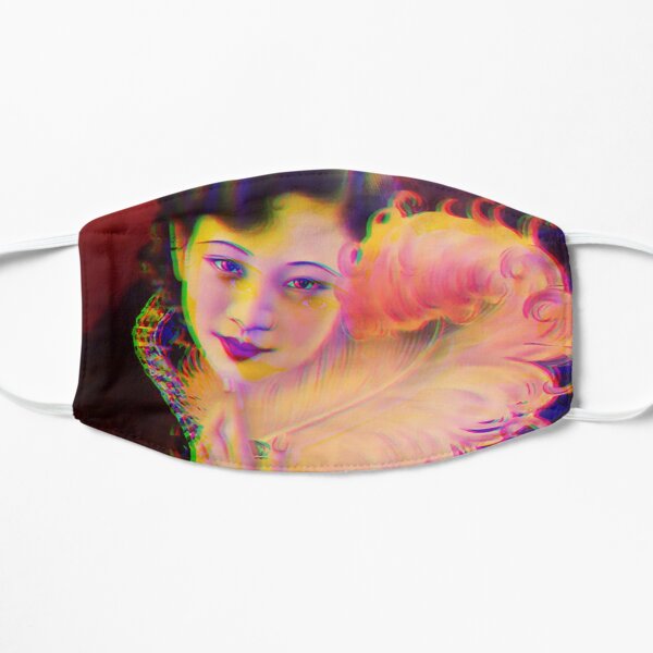 Vintage Chinese girl with feather Mask