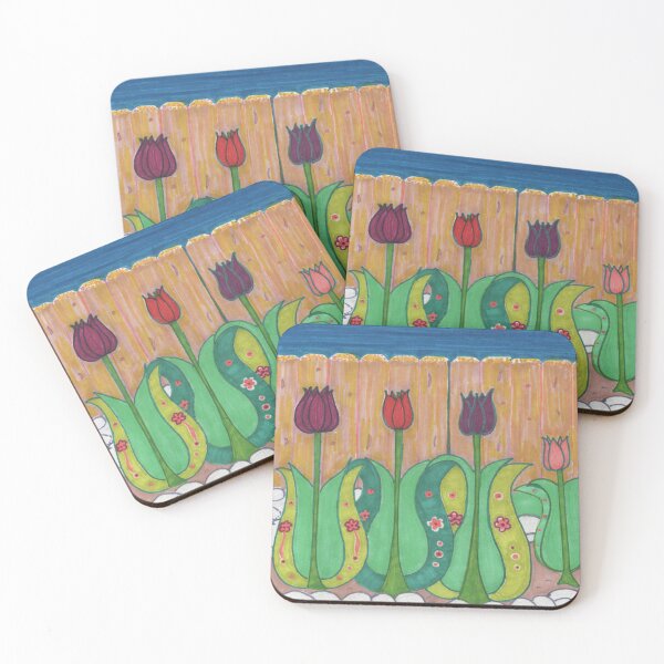 Item preview, Tulips gathering in the rock garden designed and sold by BelindaFuller.