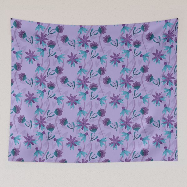 Item preview, Wild Florals Purple Teal Blossoms Evening Glow designed and sold by Sheri42.