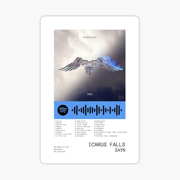 ZAYN Icarus Falls Portada del álbum y lista de canciones Pegatina
