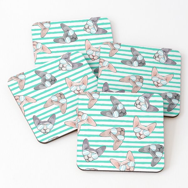 Item preview, Sphinx Cat With Sunnies - Teal Stripes designed and sold by littlearrow.