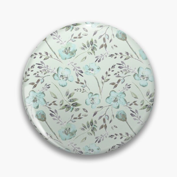 Item preview, Green & Baby Blue Eyes Watercolor Floral Pattern designed and sold by StudioPosies.