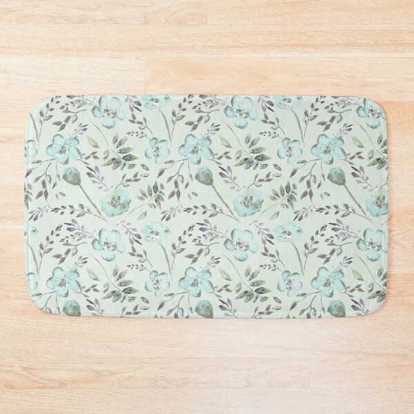 Item preview, Green & Baby Blue Eyes Watercolor Floral Pattern designed and sold by StudioPosies.