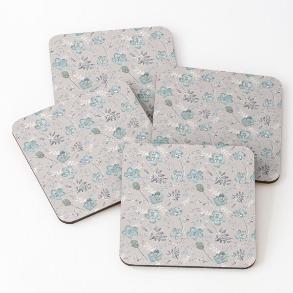 Item preview, Tan & Baby Blue Eyes Watercolor Floral Pattern designed and sold by StudioPosies.