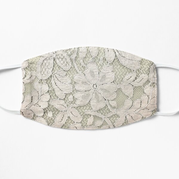 bohemian floral french country ivory beige lace Flat Mask