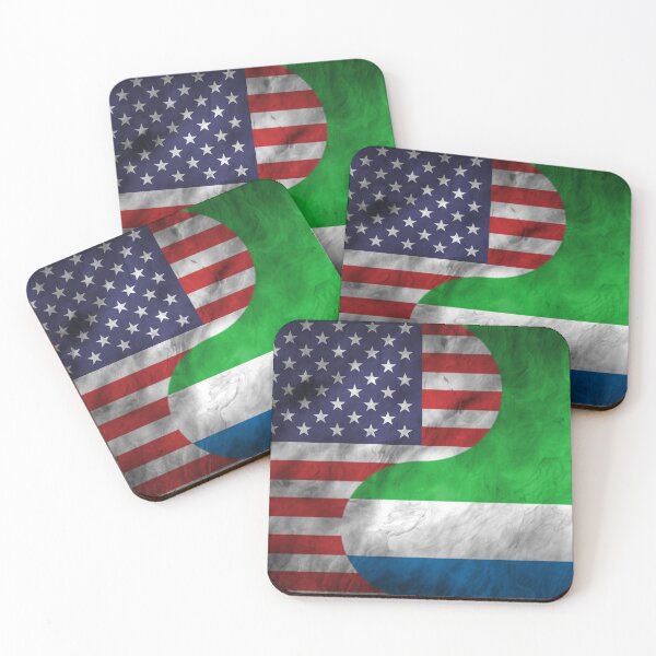 Item preview, USA and  Sierra Leone Dual Flag Yin Yang Combination designed and sold by ockshirts.