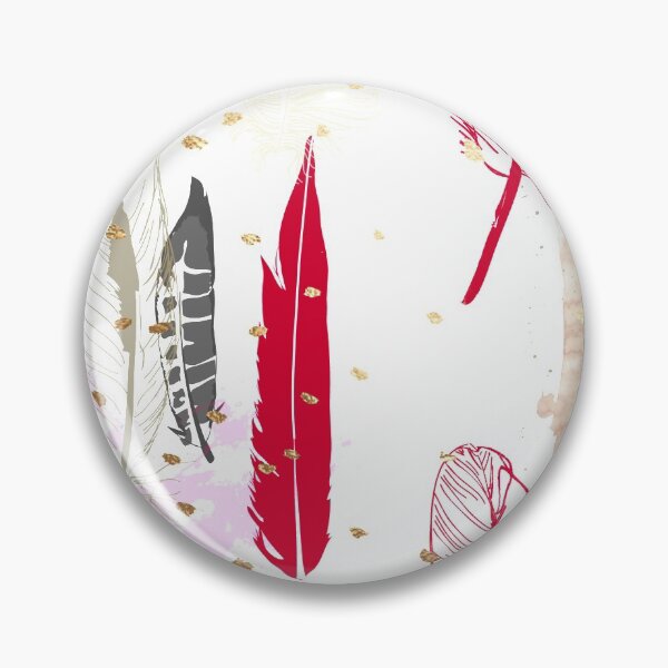 Item preview, Feathers Pattern, Red Pink, Blue Grey and Gold Specks designed and sold by PixDezines.
