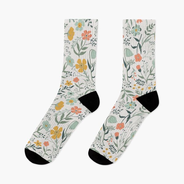 Item preview, Coral, Mustard, & Blue Botanical Garden Floral Print designed and sold by StudioPosies.