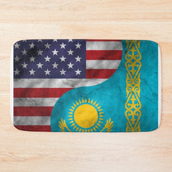 Item preview, USA and Kazahkstan Dual Flag Yin Yang Combination designed and sold by ockshirts.