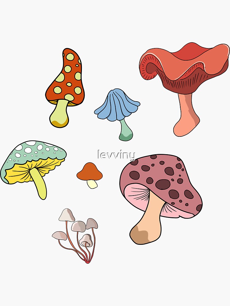 Thumbnail 3 of 3, Sticker, mushroom cluster sticker pack designed and sold by levviny.