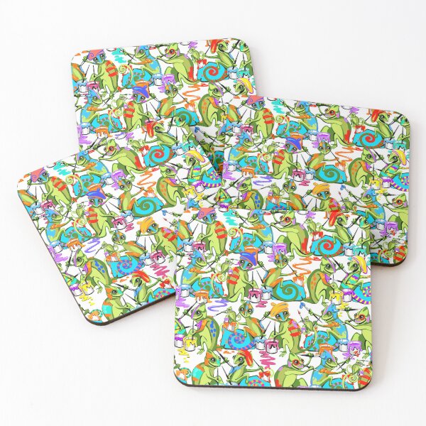 Item preview, Chameleons Paint Party on White designed and sold by L Diane Johnson.