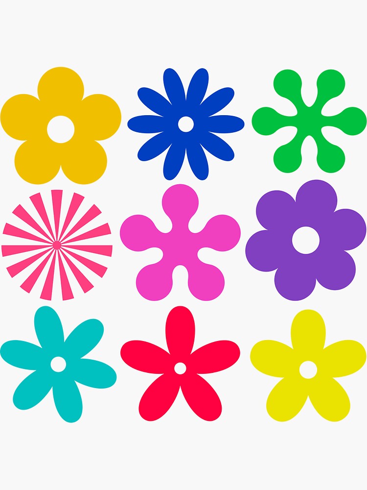 "70's Retro Flowers " Sticker for Sale by PastArt70 Redbubble