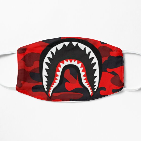 White Shark Face Masks Redbubble - blue camo bape shark face mask roblox