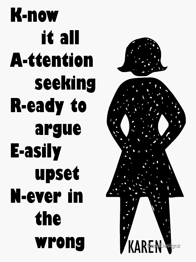 "Karen Acronym Design" Sticker for Sale by DansDesignz Redbubble