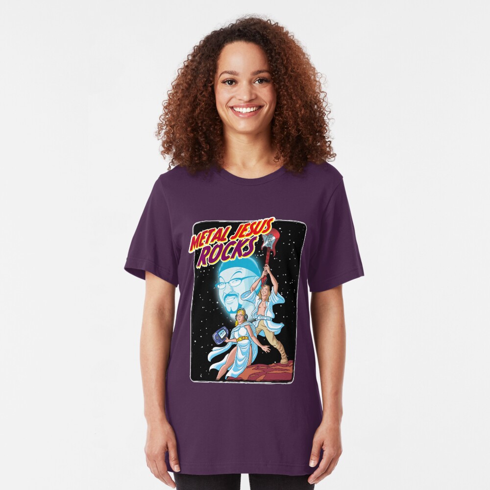 Metal Jesus Rocks - Galaxy Far Away Slim Fit T-Shirt