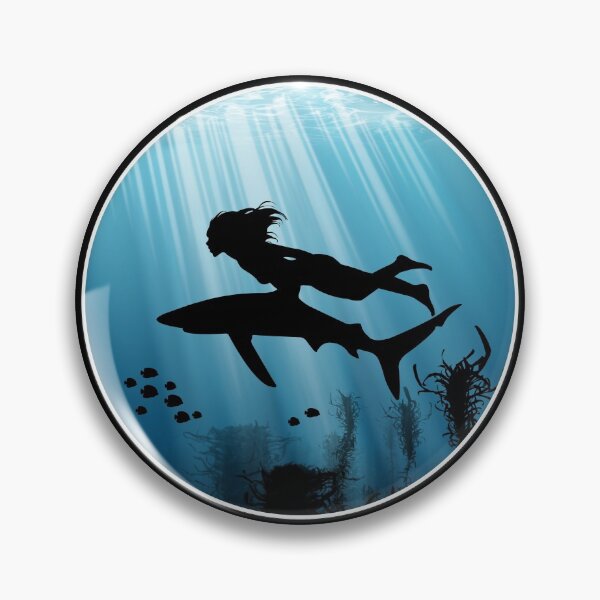 Item preview, Freediver and blue shark designed and sold by NicGrayGraphic.