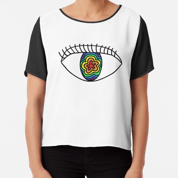 Rainbow Eye Doodle Chiffon Top