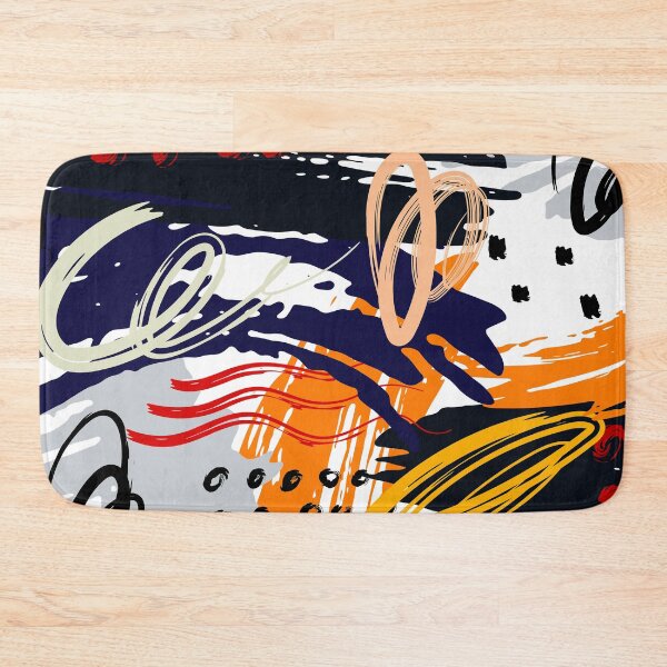 Item preview, Navy Blue Orange Black Gray and White Abstract Circular Art Design designed and sold by inquestyle.