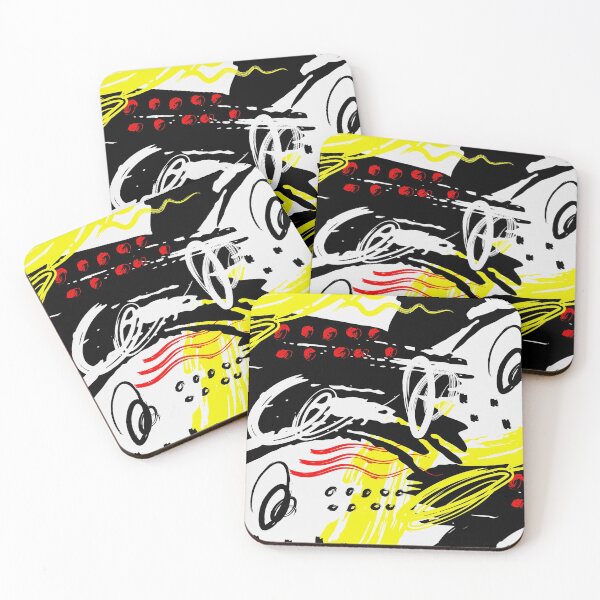 Item preview, Black, Yellow, and White Abstract Circular Art Design designed and sold by inquestyle.