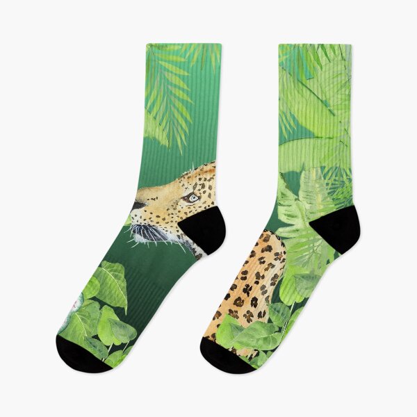 Item preview, Leopard in Jungle, Greens Background designed and sold by mhailittlearts.