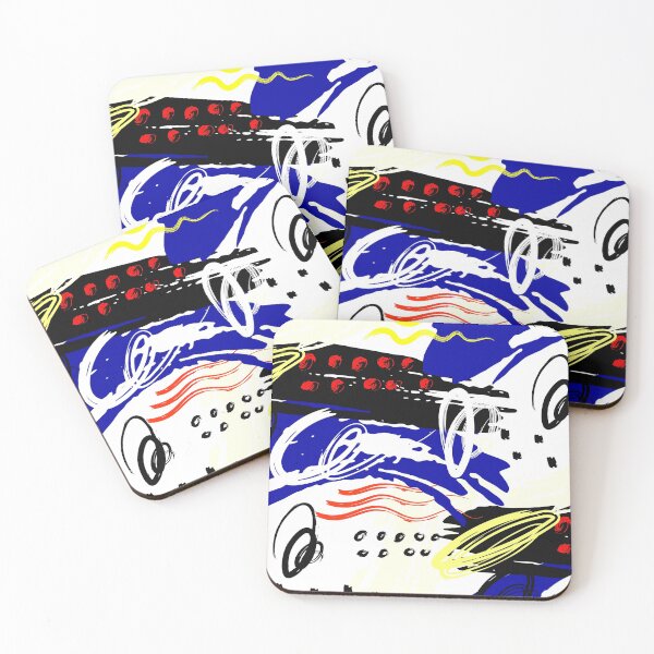 Item preview, Royal Blue, Black, Yellow, and White Abstract Circular Art Design designed and sold by inquestyle.