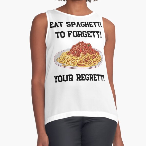 Baby tee cropped feminina com estampa de spaghetti e escrito Eat spaghetti  to forgetti your regretti