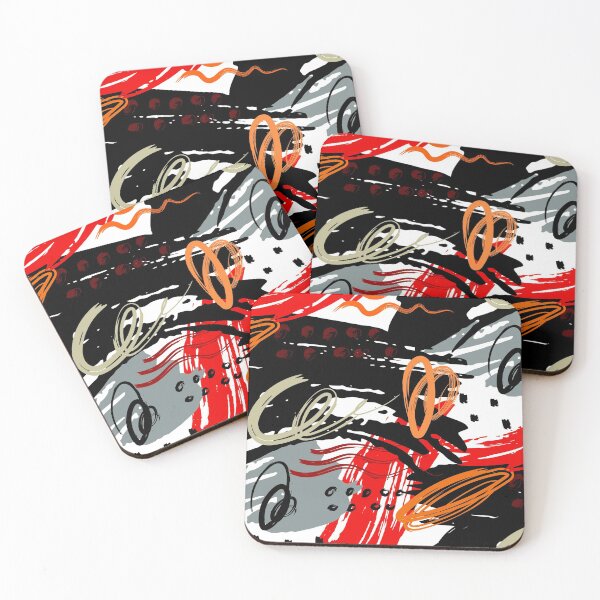 Item preview, Black Red Gray and White Abstract Circular Art Design designed and sold by inquestyle.