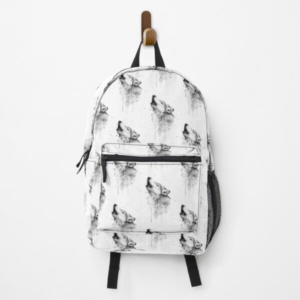 Wolf Howling Watercolor Backpack
