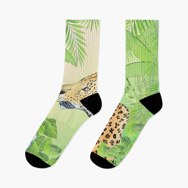 Item preview, Leopard in Jungle, Mint and Cream Background designed and sold by mhailittlearts.