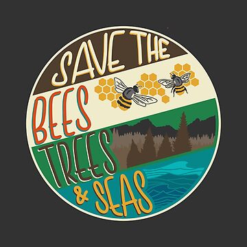 Artwork thumbnail, Save The Bees, Trees & Seas | Round Retro Image by CarlosAlberto